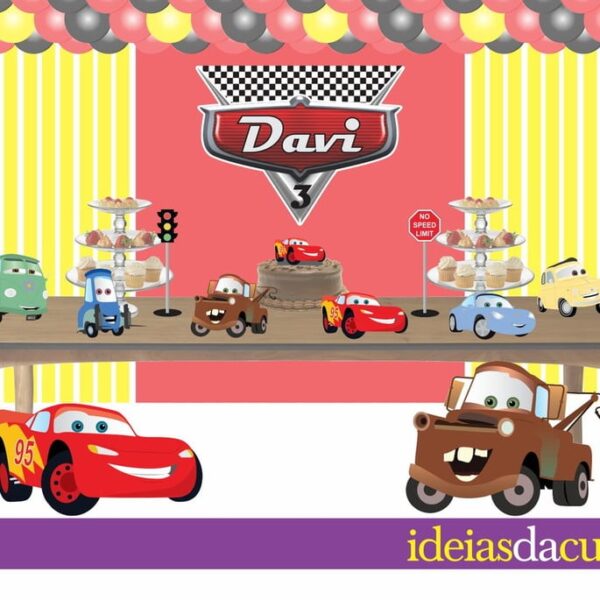 Kit Festa Completa em MDF Inspiração Carros Mcqueen