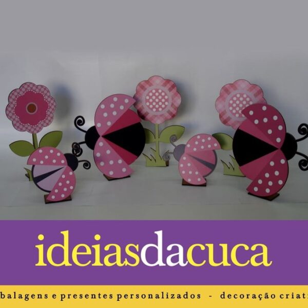 Mini Totens 25cm em MDF Joaninhas