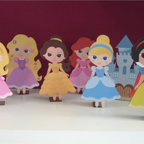 Mini Totens 25cm em MDF Princesas Disney