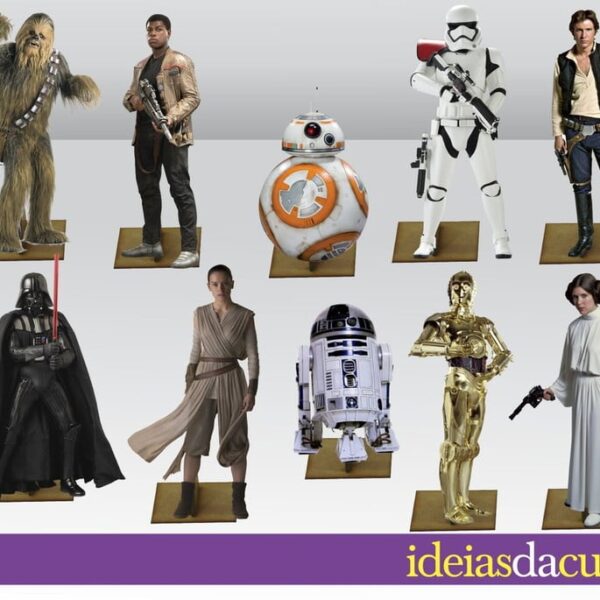 Mini Totens 30cm em MDF Festa Star Wars