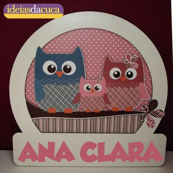 Porta de Maternidade 3d Mdf - Coruja Fem