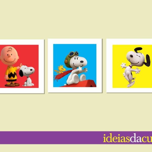 Trio de Quadros para Festa Snoopy